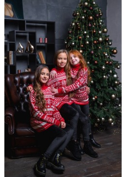 TopHat червоний новорічний светр для дівчинки 21077
